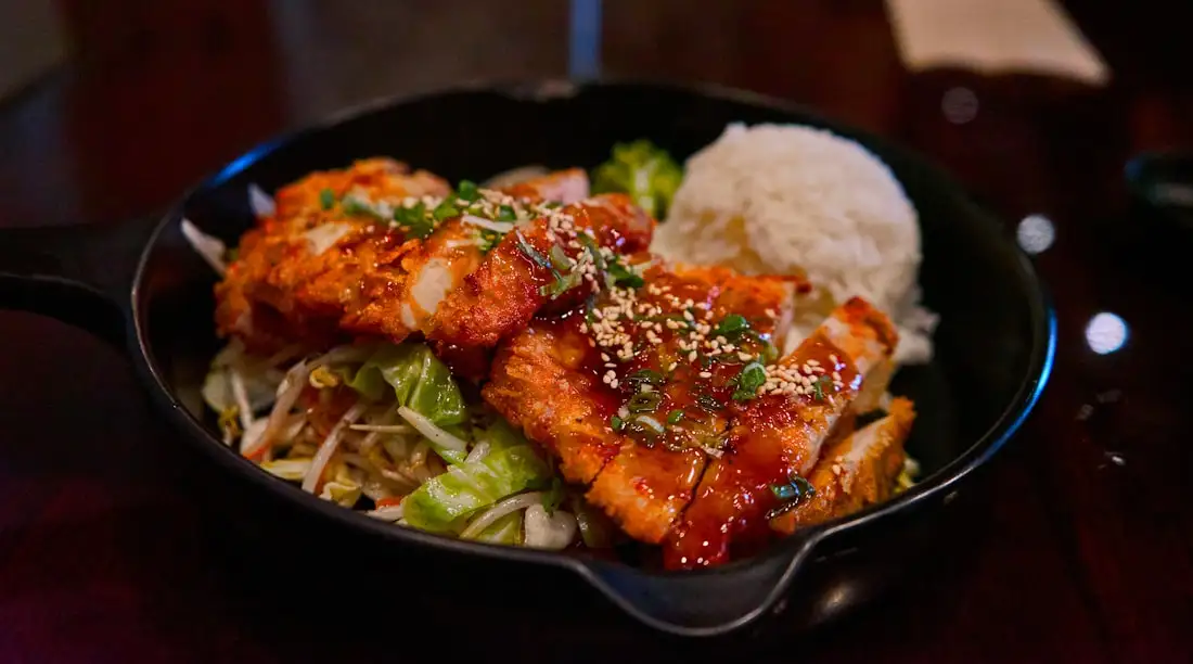 A hibachi bowl from Hibachi K and Sushi in Raleigh, NC